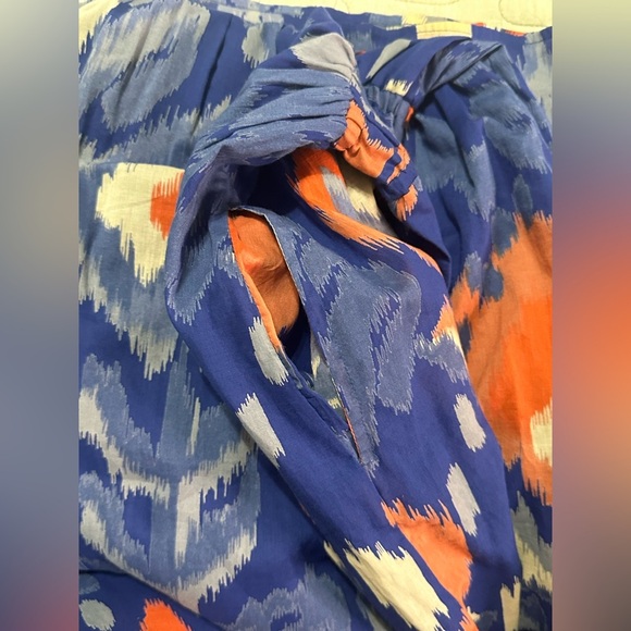 NEW Banjanan Maya Dress Sz L Ikat Soladite Blue Orange Pockets! - Picture 3 of 10